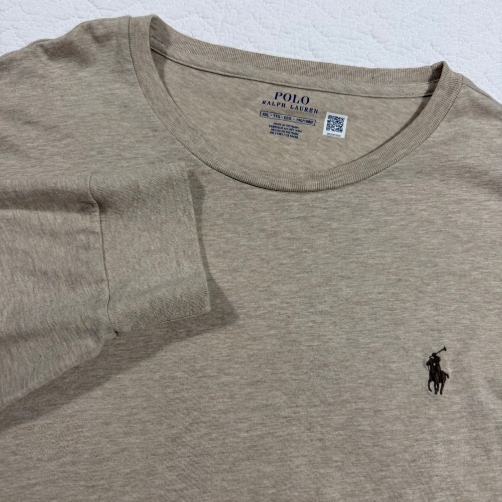 Polo Ralph Lauren T-Shirt Mens XXL Tan Quiet Luxury Long Sleeve Pony Logo NWOT